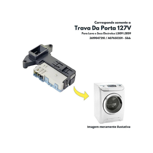 Trava de Segurança da Porta 127V para Lava e Seca Electrolux (Códigos A07650201 / 3619047210)